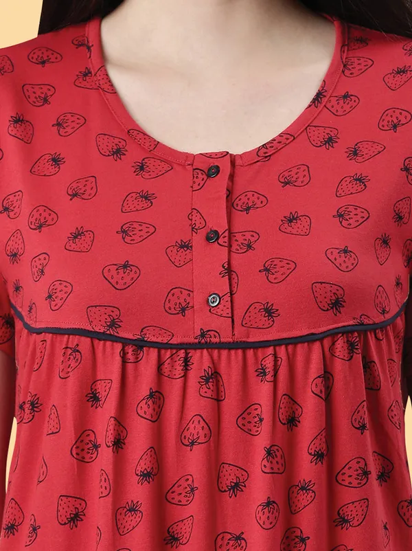 Red_Pure_Cotton_Nighty_For_Women