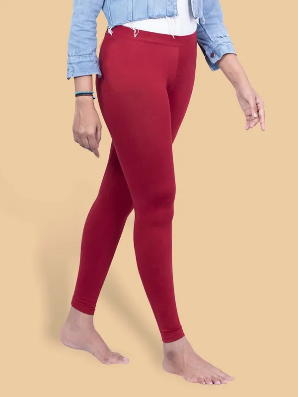 Maroon_Ankle_Length_Western_Wear_Legging_For_Women