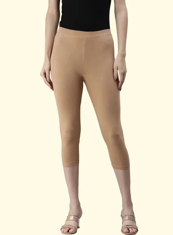 Beige_3/4Th/Calf_Length_Western_Wear_Legging_For_Women