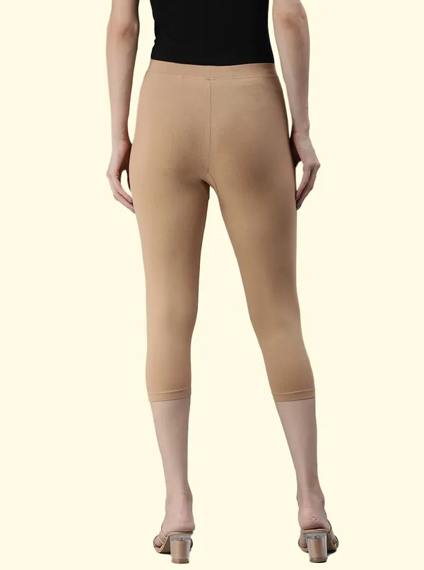 Beige_3/4Th/Calf_Length_Western_Wear_Legging_For_Women