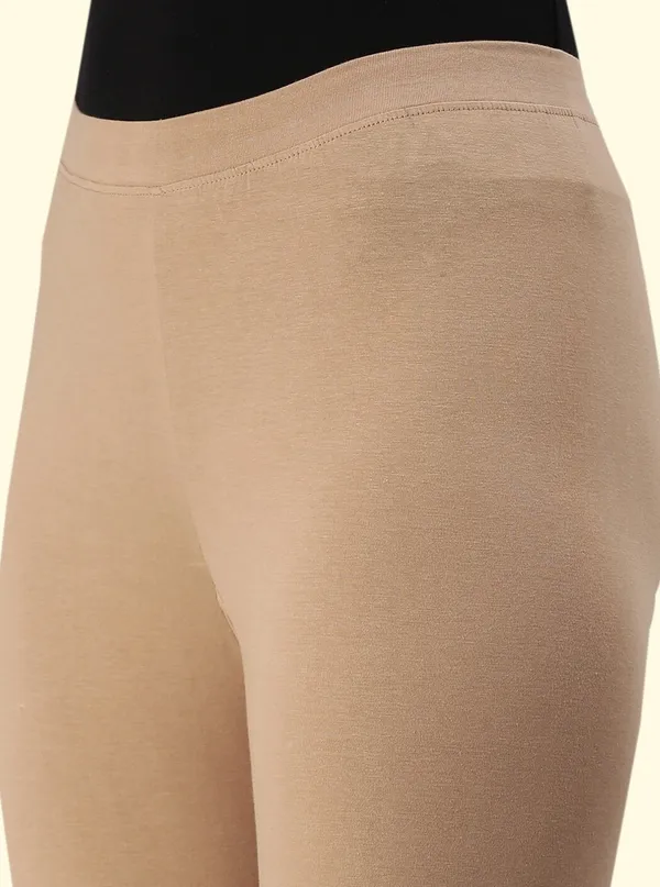 Beige_3/4Th/Calf_Length_Western_Wear_Legging_For_Women