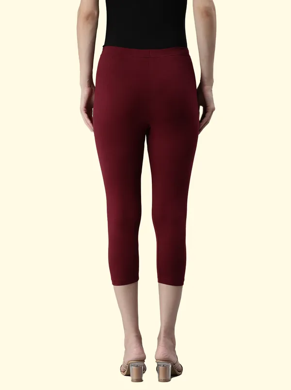 Maroon_3/4Th/Calf_Length_Western_Wear_Legging_For_Women