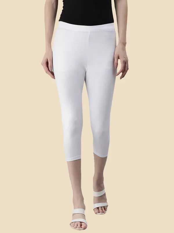 White_3/4Th/Calf_Length_Western_Wear_Legging_For_Women