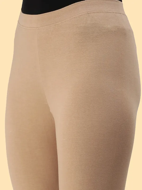 Beige_3/4Th/Calf_Length_Western_Wear_Legging_For_Women