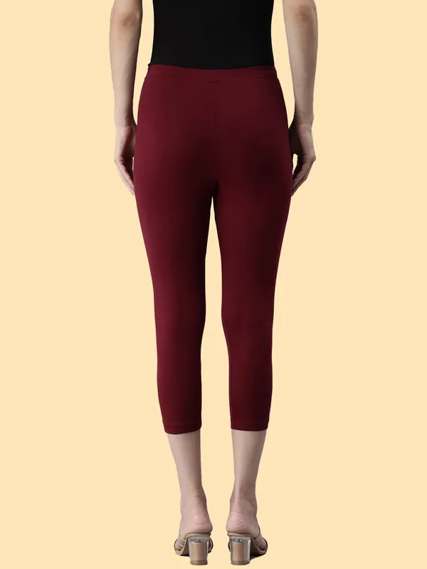 Maroon_3/4Th/Calf_Length_Western_Wear_Legging_For_Women