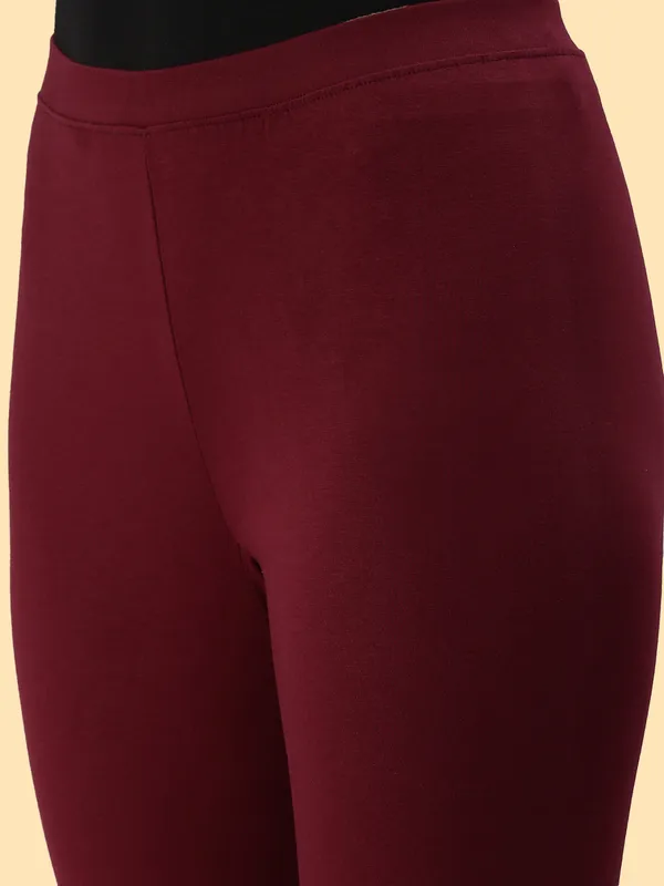 Maroon_3/4Th/Calf_Length_Western_Wear_Legging_For_Women