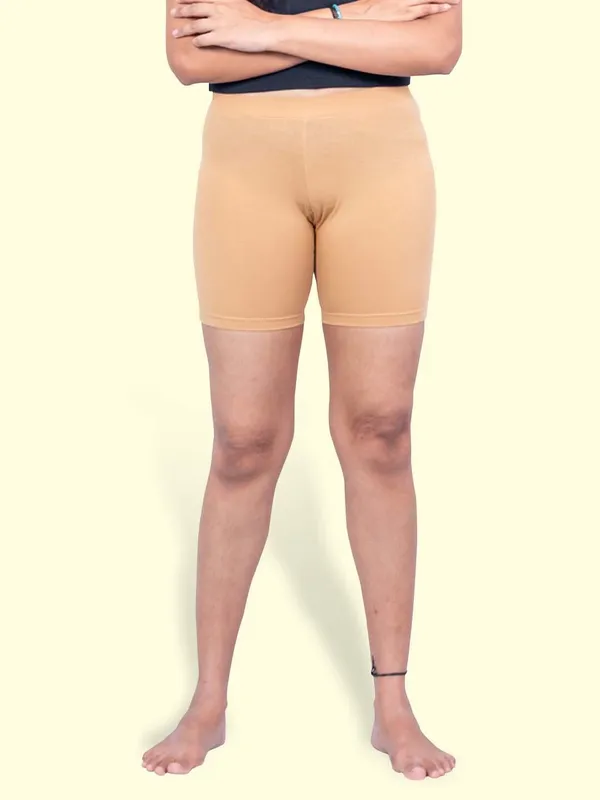 Beige_Solid_Women_Casual_Shorts_For_Women