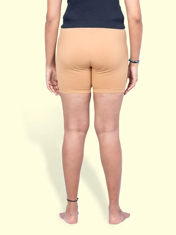 Beige_Solid_Women_Casual_Shorts_For_Women