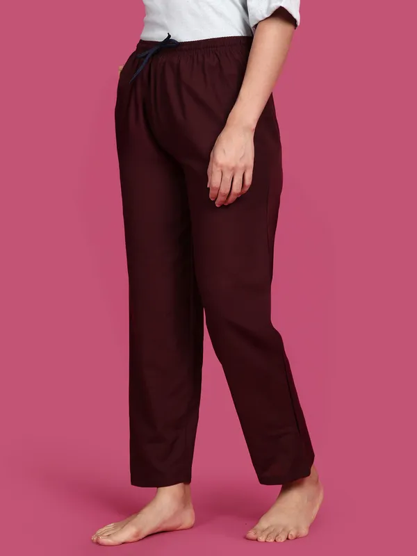 Coffee_brown_Kryptic_womens_Solid_cotton_rich_loungepant_with_elasticated_waistband_and_side_pocket