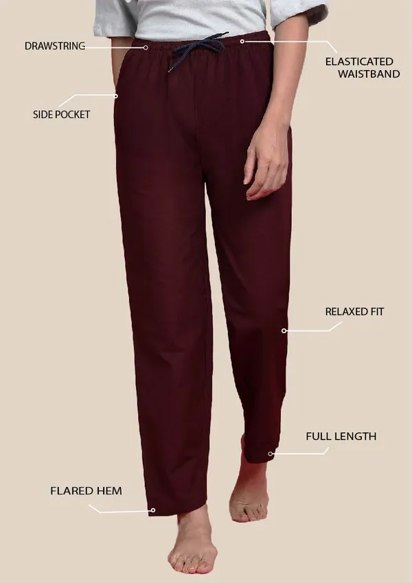 Coffee_brown_Kryptic_womens_Solid_cotton_rich_loungepant_with_elasticated_waistband_and_side_pocket