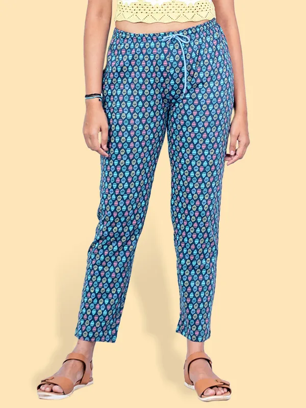 Blue_Cotton_Indi_Pyjama_For_Women