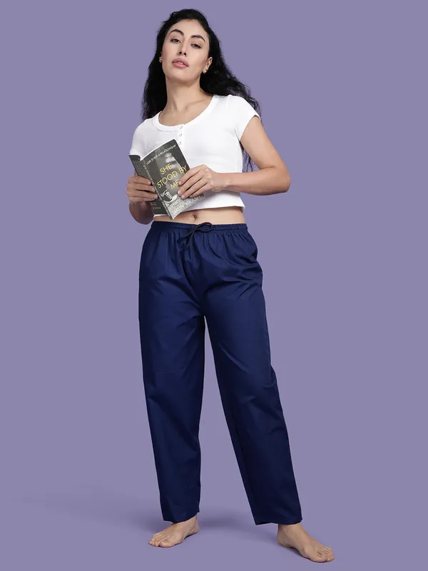 Denim_Blue_Kryptic_womens_Solid_cotton_rich_loungepant_with_elasticated_waistband_and_side_pocket