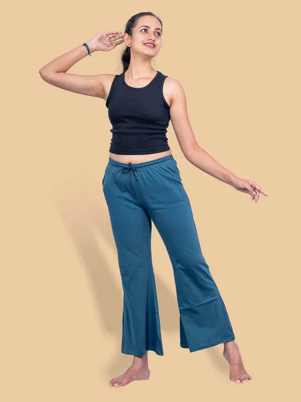 Teal_Blue_Regular_Fit_Trousers_For_Women