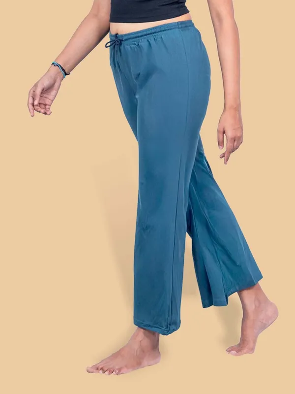 Teal_Blue_Regular_Fit_Trousers_For_Women