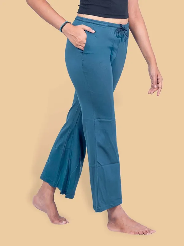 Teal_Blue_Regular_Fit_Trousers_For_Women
