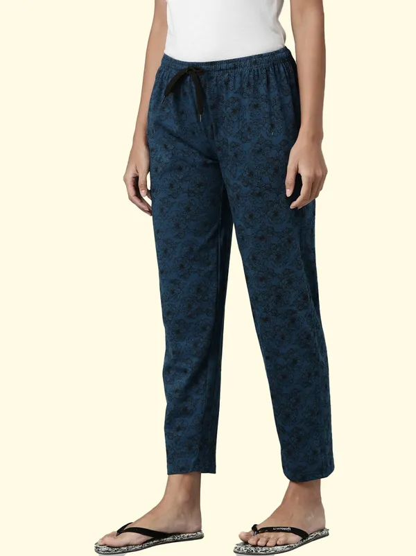 Teal_Blue_Cotton_Pyjama_For_Women
