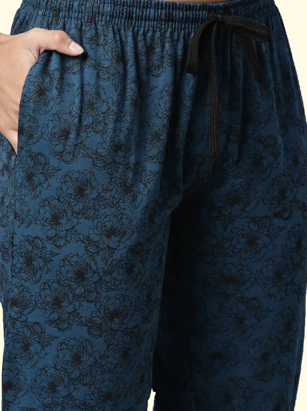 Teal_Blue_Cotton_Pyjama_For_Women