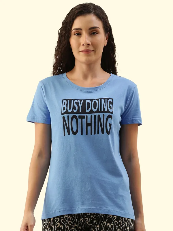 Blue_Printed_Round_Neck_T-Shirt_For_Women