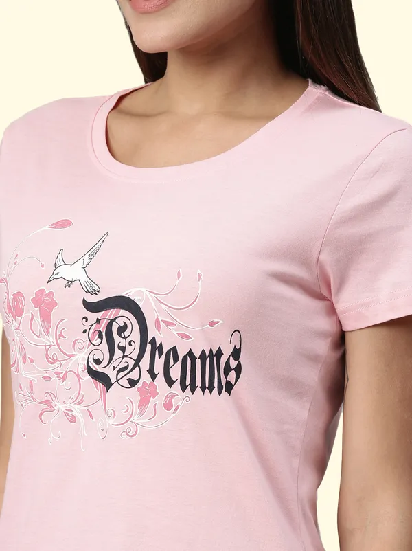 Pink_Printed_Round_Neck_T-Shirt_For_Women