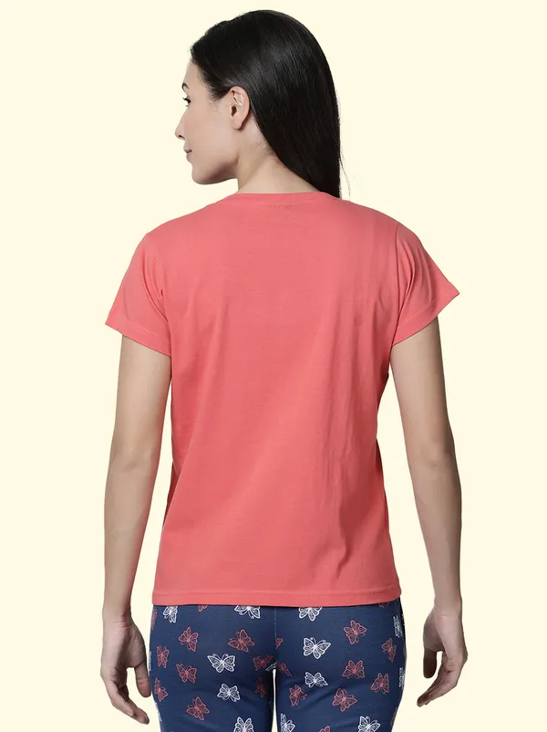 Orange_Printed_Round_Neck_T-Shirt_For_Women