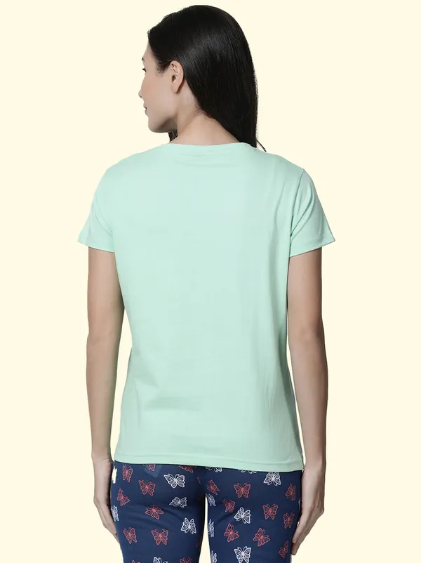 Green_Printed_Round_Neck_T-Shirt_For_Women