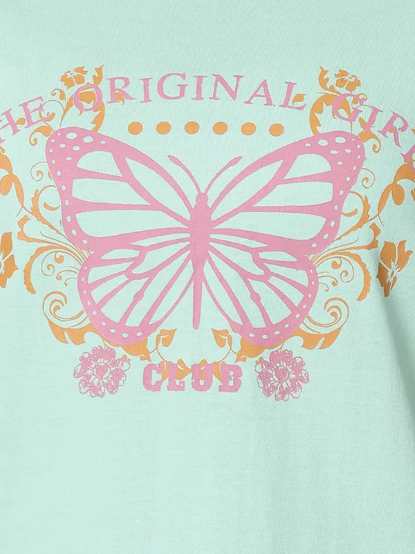 Green_Printed_Round_Neck_T-Shirt_For_Women