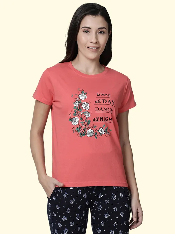 Pink_Printed_Round_Neck_T-Shirt_For_Women