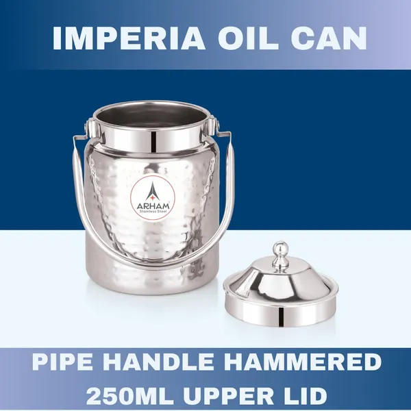 Stainless_Steel_Hammered_Heavy_Gauge_Pipe_Handle_With_Inner_Lid_Milk_Can,_Ghee_Container,_Can_For_Storing_Liquid