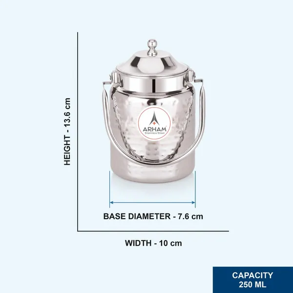 Stainless_Steel_Hammered_Heavy_Gauge_Pipe_Handle_With_Inner_Lid_Milk_Can,_Ghee_Container,_Can_For_Storing_Liquid