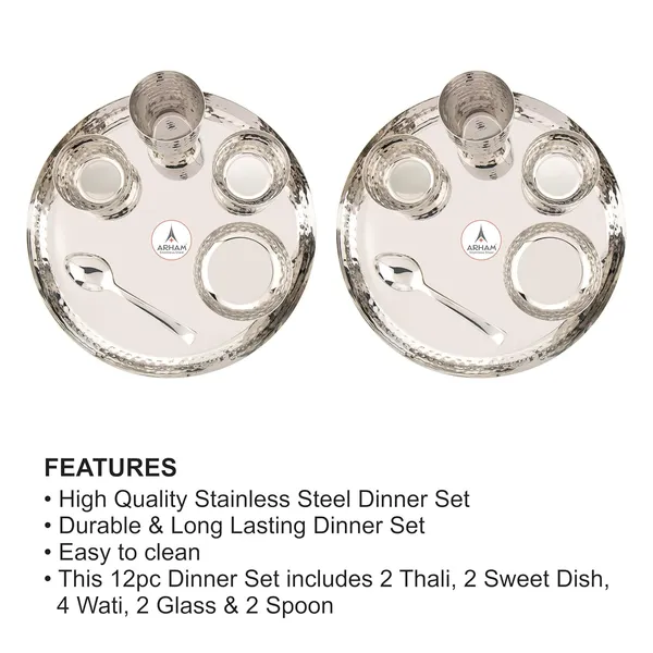 Stainless_Steel_Hammered_Premium_Saffron_Thali_Set_(Pack_Of_2)_(Standard_Size)