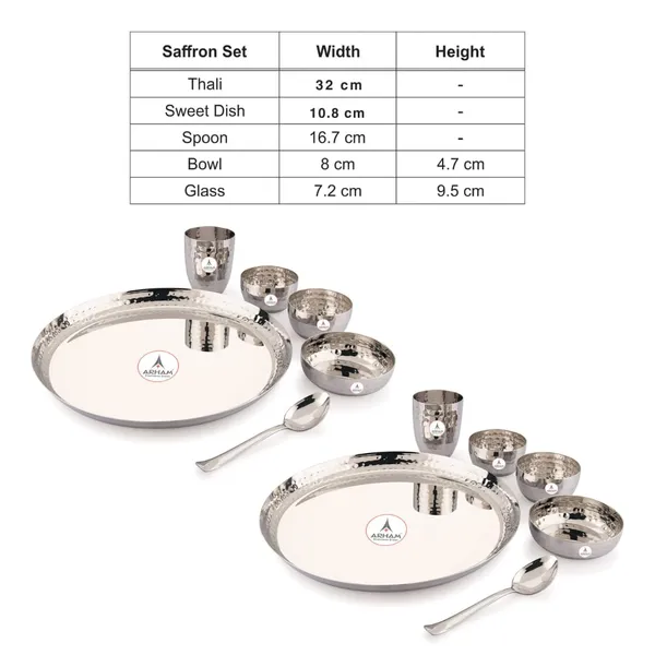 Stainless_Steel_Hammered_Premium_Saffron_Thali_Set_(Pack_Of_2)_(Big_Size)