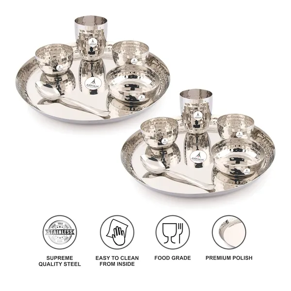 Stainless_Steel_Hammered_Premium_Saffron_Thali_Set_(Pack_Of_2)_(Big_Size)