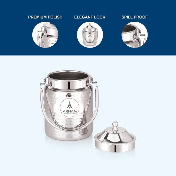 Stainless_Steel_Hammered_Heavy_Gauge_Pipe_Handle_With_Inner_Lid_Milk_Can,_Ghee_Container,_Can_For_Storing_Liquid