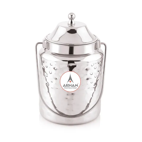 Stainless_Steel_Hammered_Heavy_Gauge_Akhand_(Jointless)_Barni,_Milk_Can,_Ghee_Container,_Can_For_Storing_Liquid_(With_Upper_Lid)
