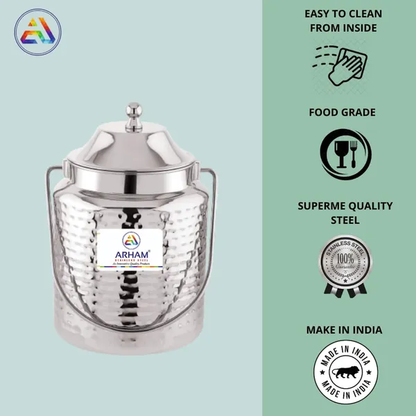 Stainless_Steel_Hammered_Heavy_Gauge_Akhand_(Jointless)_Barni,_Milk_Can,_Ghee_Container,_Can_For_Storing_Liquid_(With_Upper_Lid)