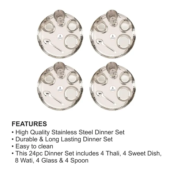 Stainless_Steel_Hammered_Premium_Saffron_Thali_Set_(Pack_Of_4)_(Standard_Size)