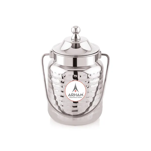 Stainless_Steel_Hammered_Heavy_Gauge_Akhand_(Jointless)_Barni,_Milk_Can,_Ghee_Container,_Can_For_Storing_Liquid_(With_Upper_Lid)