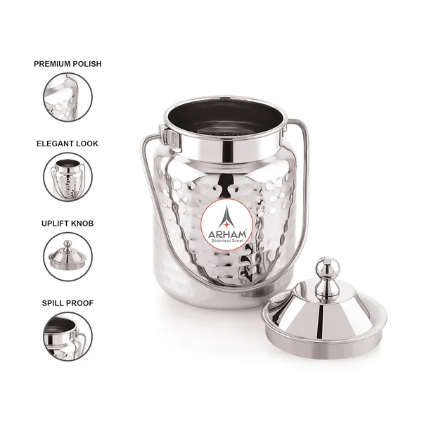 Stainless_Steel_Hammered_Heavy_Gauge_Akhand_(Jointless)_Barni,_Milk_Can,_Ghee_Container,_Can_For_Storing_Liquid_(With_Upper_Lid)