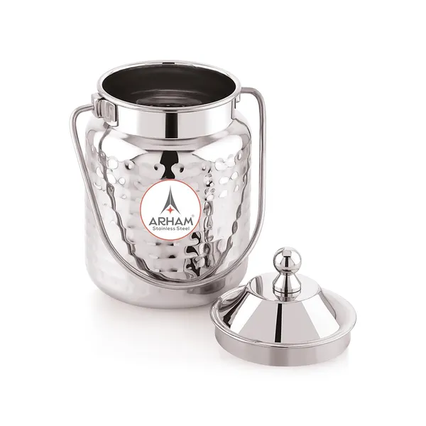 Stainless_Steel_Hammered_Heavy_Gauge_Akhand_(Jointless)_Barni,_Milk_Can,_Ghee_Container,_Can_For_Storing_Liquid_(With_Upper_Lid)