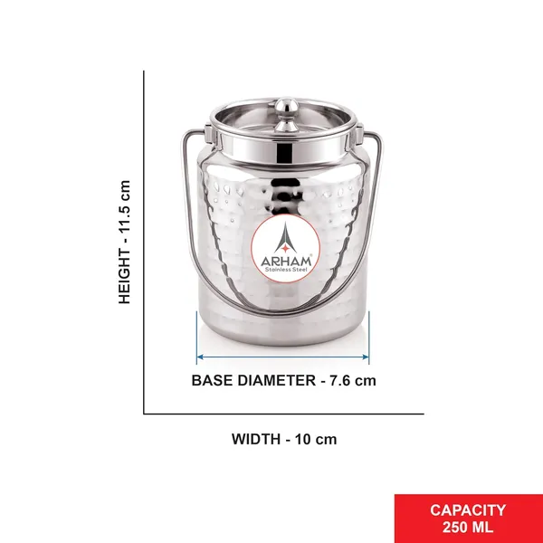 Stainless_Steel_Hammered_Barni,_Milk_Can,_Canister,_Container,_Utensils_For_Storing_Liquid_With_Inner_Lid