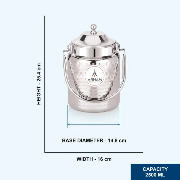 Stainless_Steel_Hammered_Heavy_Gauge_Pipe_Handle_With_Inner_Lid_Milk_Can,_Ghee_Container,_Can_For_Storing_Liquid
