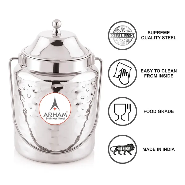 Stainless_Steel_Hammered_Heavy_Gauge_Akhand_(Jointless)_Barni,_Milk_Can,_Ghee_Container,_Can_For_Storing_Liquid_(With_Upper_Lid)