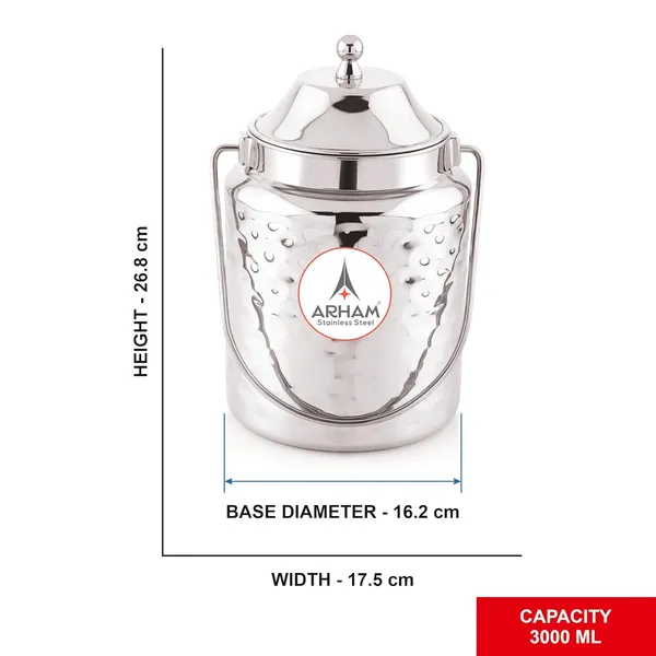Stainless_Steel_Hammered_Heavy_Gauge_Akhand_(Jointless)_Barni,_Milk_Can,_Ghee_Container,_Can_For_Storing_Liquid_(With_Upper_Lid)