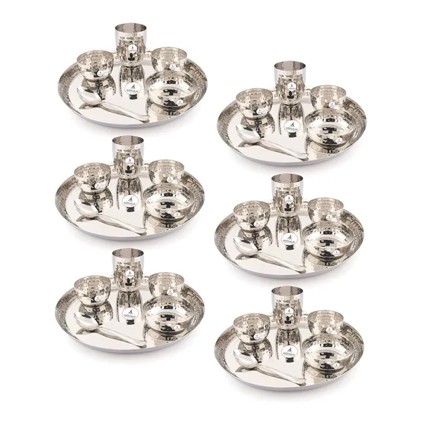 Stainless_Steel_Hammered_Premium_Saffron_Thali_Set_(Pack_Of_6)_(Standard_Size)