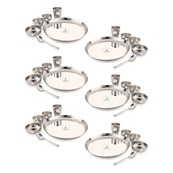 Stainless_Steel_Hammered_Premium_Saffron_Thali_Set_(Pack_Of_6)_(Big_Size)