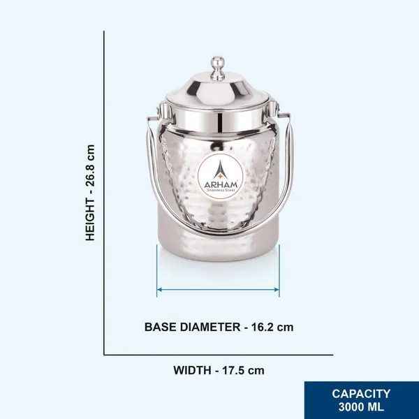 Stainless_Steel_Hammered_Heavy_Gauge_Pipe_Handle_With_Inner_Lid_Milk_Can,_Ghee_Container,_Can_For_Storing_Liquid