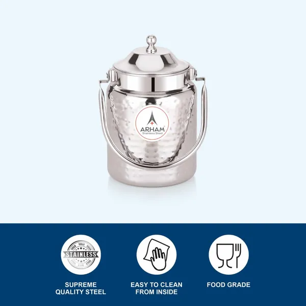 Stainless_Steel_Hammered_Heavy_Gauge_Pipe_Handle_With_Inner_Lid_Milk_Can,_Ghee_Container,_Can_For_Storing_Liquid