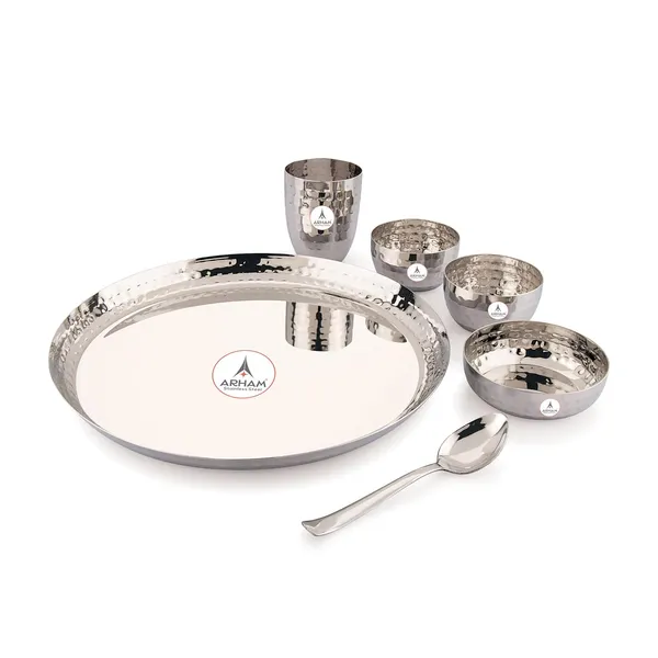 Stainless_Steel_Hammered_Premium_Saffron_Thali_Set_(Pack_Of_1)_(Standard_Size)