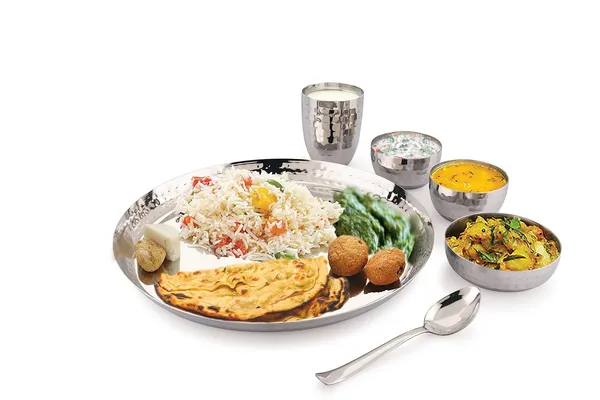 Stainless_Steel_Hammered_Premium_Saffron_Thali_Set_(Pack_Of_1)_(Standard_Size)