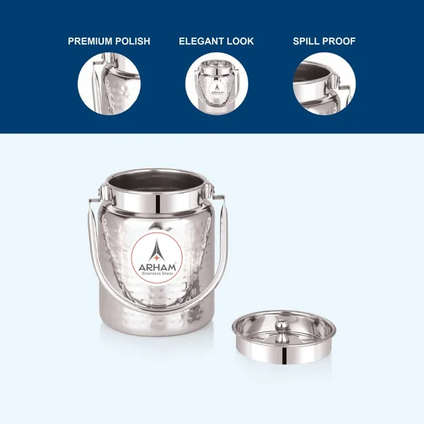 Stainless_Steel_Imperia_Heavy_Gauge_Hammered_Oil_Can_Pipe_Handle_With_Inner_Lid,_Ghee_Container,_Can_For_Storing_Liquid